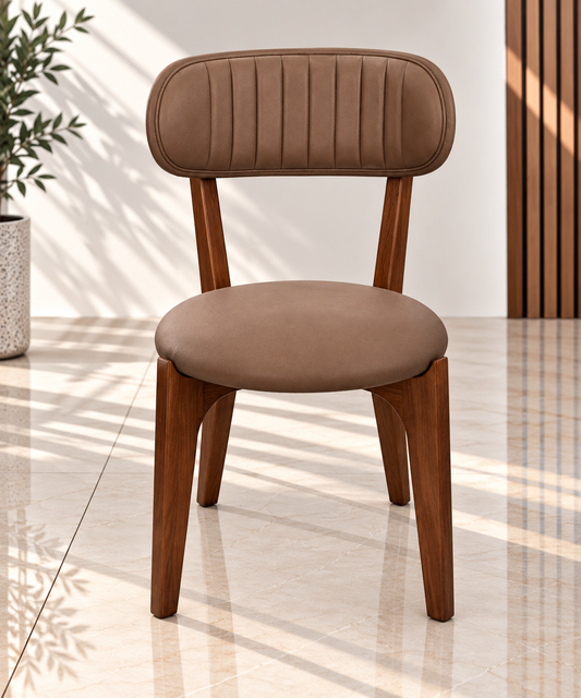 Modern Upholstered Wooden Dining Chair – Brown