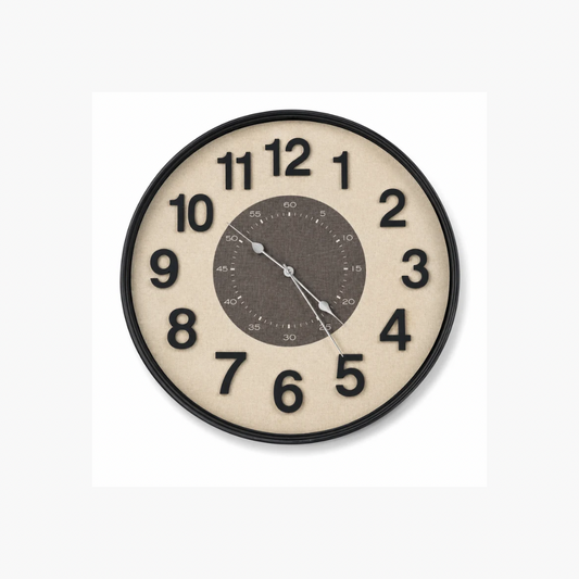 Modern Round Wall Clock – Black & Beige