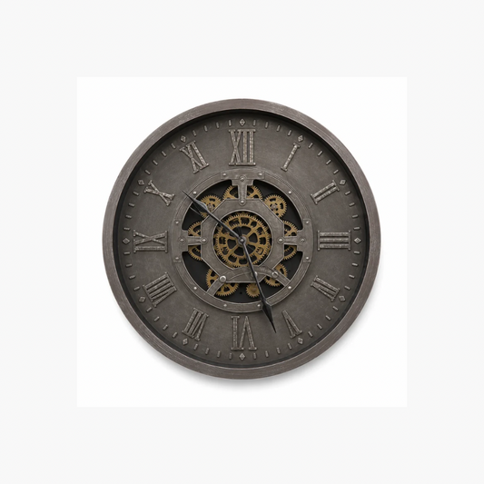Vintage Industrial Gear Wall Clock – Roman Numeral Design