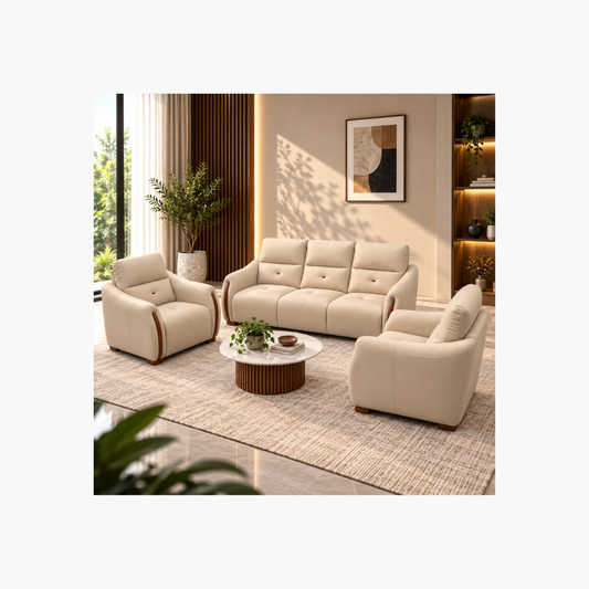 Modern 3+1+1 Seater Sofa Set – Cream