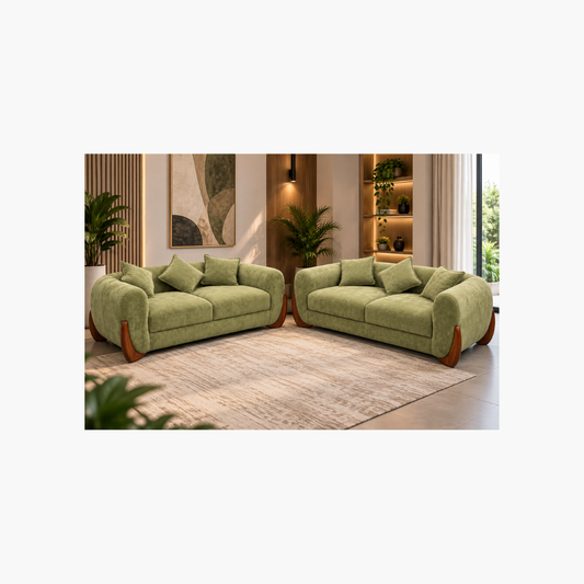 Modern 2+2 Seater Sofa Set – Olive Green