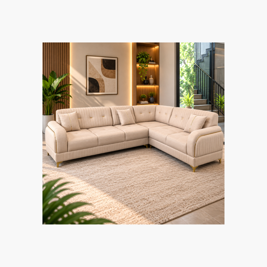 5-Seater Corner Sofa – Beige