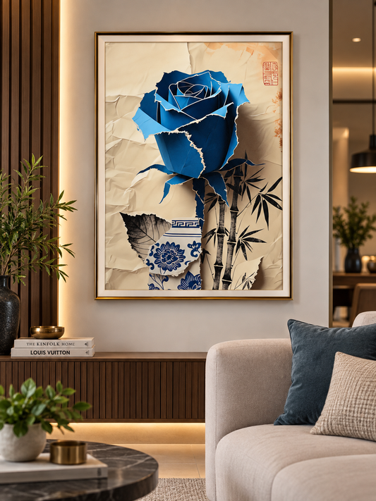 Red Floral Vase Wall Art – Gold Framed