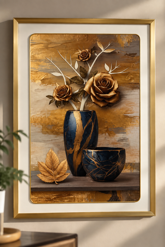 Elegant Feather Wall Art – Gold Framed