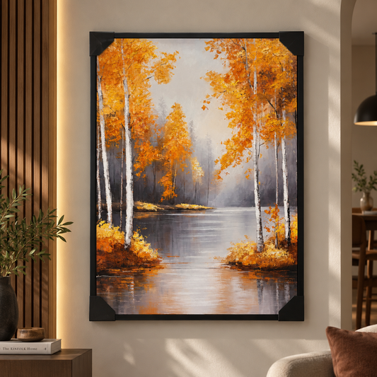 Golden Autumn Forest Landscape Wall Art