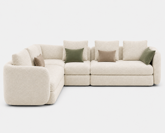 Modern Curved L-Shape Sectional Sofa with Ottoman
