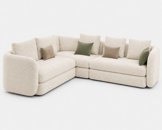 Modern Curved L-Shape Sectional Sofa with Ottoman
