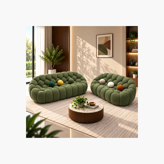 Modern 3+2+1 Pumpkin Sofa Set – Olive Green