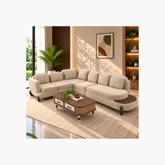 Modern 5-Seater Corner Sofa – Olive Green