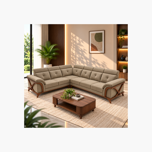 Modern 5-Seater Corner Sofa – Beige