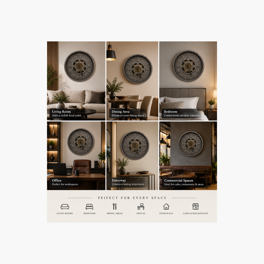 Vintage Industrial Gear Wall Clock – Roman Numeral Design