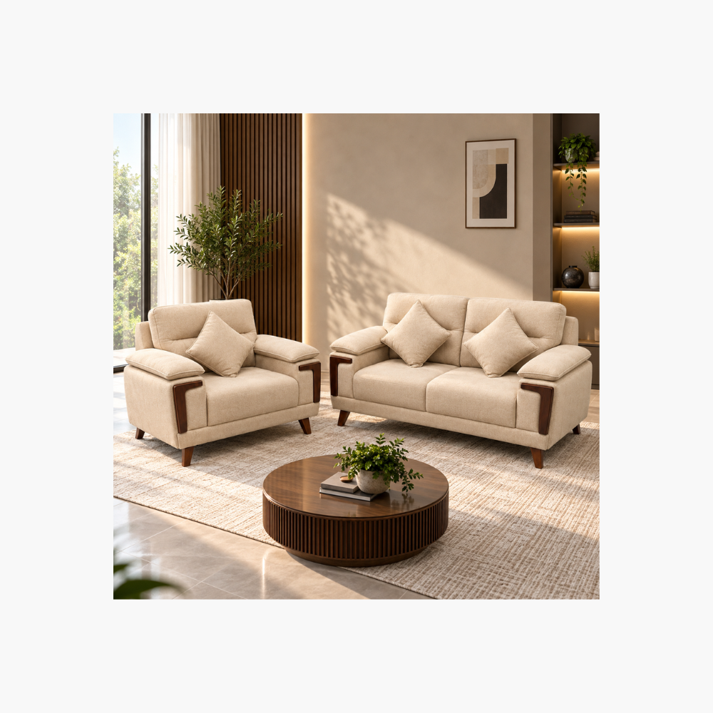 Modern beige 2+1 sofa set for living room