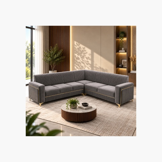 Modern 6 seater dark grey corner sofa
