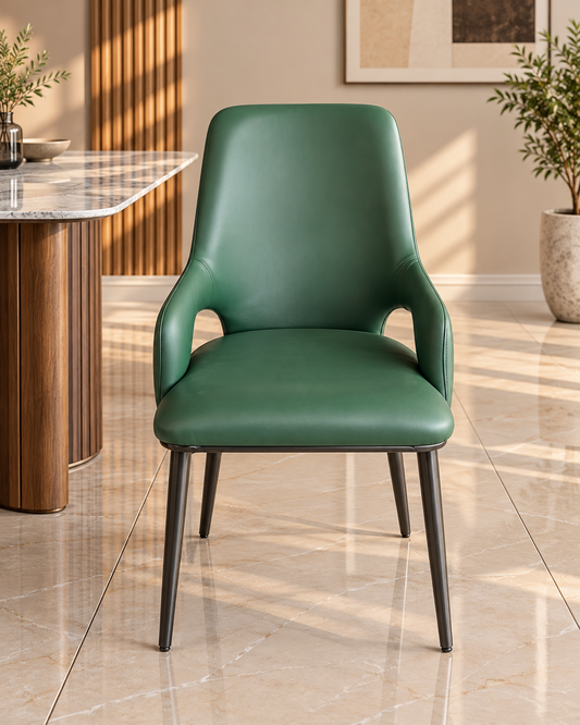 Modern Green Dining Chair | Upholstered Dining Chair with Metal Legs