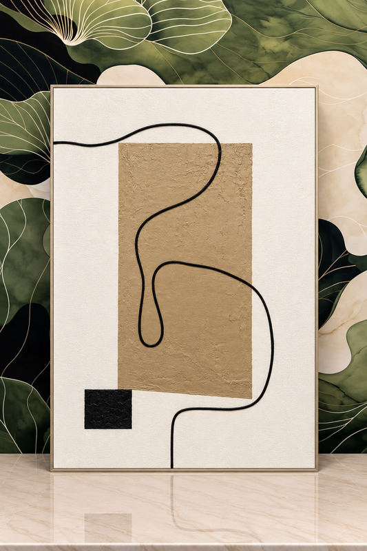 Textured Abstract Wall Art Frame – Beige, Brown & Black Modern Art
